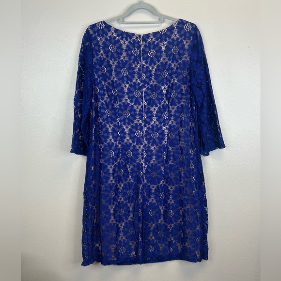 Jessica Howard Womens 16 1X Royal Blue Lace Dress Wedding Guest Cocktail Party - Picture 10 of 13